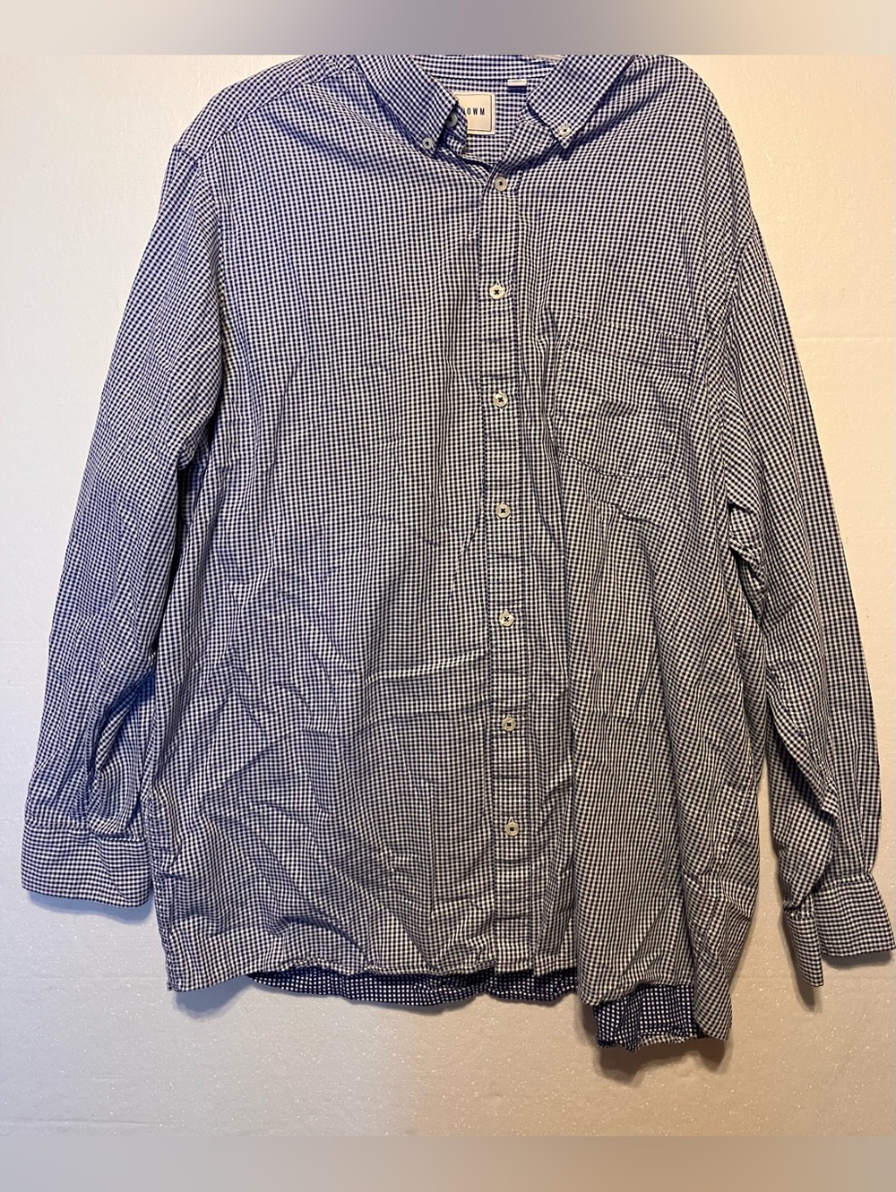 Men's ROWM 3XT Blue Gingham Button-Down Shirt